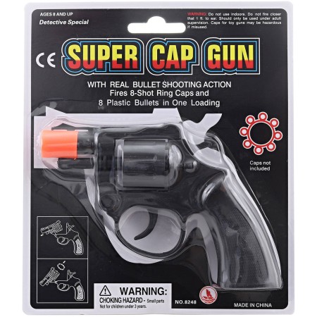 Pistole na kapsle 8 ran dětská zbraň na kapslíky černá kapslovka