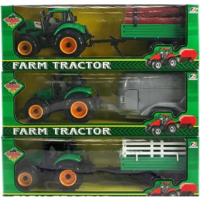 Traktor plastový 29cm s přívěsem v krabici 3 druhy