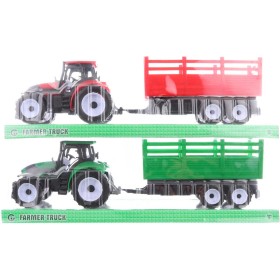Traktor zemědělský set s vlečkou 38cm 2 barvy plast blister