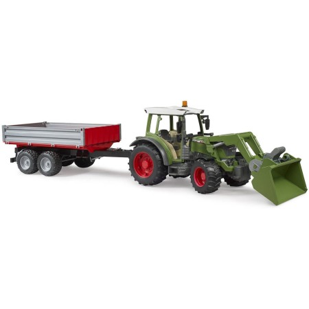 BRUDER 02182 Traktor Fendt Vario 211 s nakladačem + přívěs model 1:16