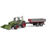 BRUDER 02182 Traktor Fendt Vario 211 s nakladačem + přívěs model 1:16