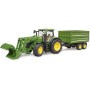 BRUDER 03155 Traktor John Deere 7R 350 set s čelním nakladačem a přívěsem