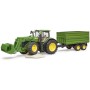 BRUDER 03155 Traktor John Deere 7R 350 set s čelním nakladačem a přívěsem