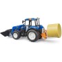 BRUDER 02187 Traktor New Holland T5 + plošina, balík, čelní nakladač