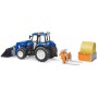 BRUDER 02187 Traktor New Holland T5 + plošina, balík, čelní nakladač