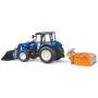BRUDER 02187 Traktor New Holland T5 + plošina, balík, čelní nakladač