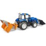 BRUDER 02187 Traktor New Holland T5 + plošina, balík, čelní nakladač