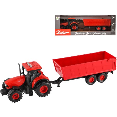 Traktor Zetor červený set s valníkem na setrvačník na baterie Světlo Zvuk