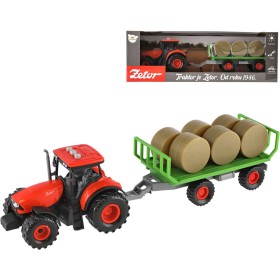 Traktor Zetor set s vlekem a balíky na setrvačník na baterie Světlo Zvuk