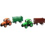 Traktor zemědělský 9cm set s vlečkou 4 druhy v krabici plast
