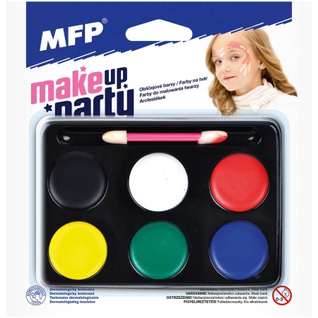 KARNEVAL Barvy dětské na obličej 6 barev + štěteček *KARNEVALOVÝ DOPLNĚK*