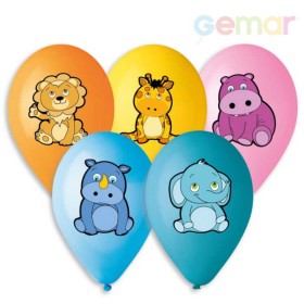 GEMAR Balónky nafukovací 30cm potisk ZVÍŘÁTKA set 5ks v sáčku