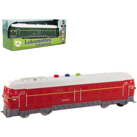 Lokomotiva plastová vlak na setrvačník na baterie Světlo Zvuk 2 barvy v krabici