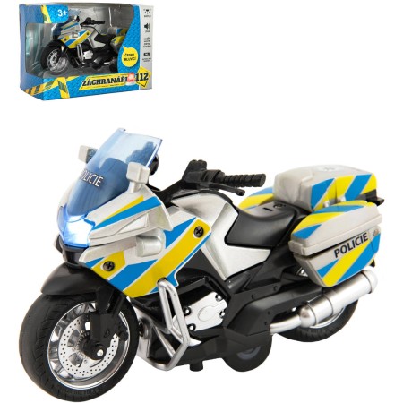 Motorka policejní mluví česky zpětný chod na baterie Světlo Zvuk CZ kov