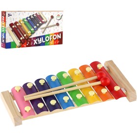 DŘEVO Xylofon dětský + 2 paličky 8 kláves *HUDEBNÍ NÁSTROJE*