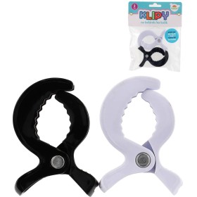 Klipy na kočárek černý + bílý set 2ks plast v sáčku