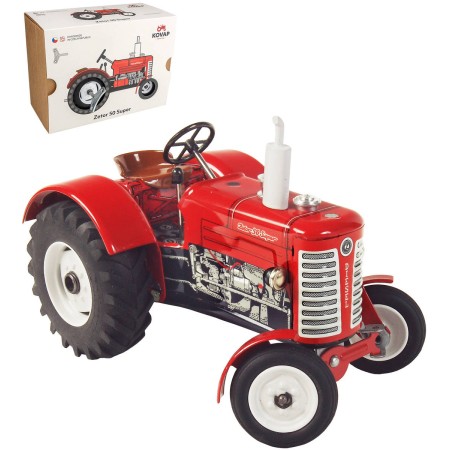 KOVAP Traktor Zetor 50 Super model 1:25 červený plechový na klíček kov 0385