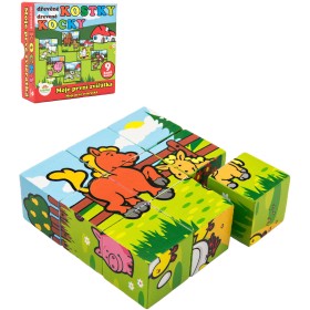 DŘEVO Kubus baby moje první zvířátka obrázkové kostky set 9ks