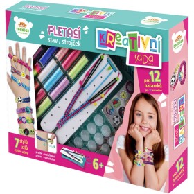 Vyrob si náramek kreativní set dětský pletací stav s přízí a samolepkami