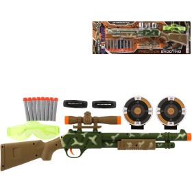 Puška dětská se zaměřovačem set s 8 soft náboji a ochrannými brýlemi