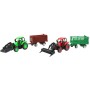 Traktor zemědělský 9cm set s vlečkou a nástrojem 4 druhy v krabici plast