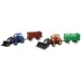 Traktor zemědělský 9cm set s vlečkou a nástrojem 4 druhy v krabici plast