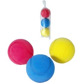 Míčky na soft tenis pěnové barevné 7cm molitanové tenisáky set 3ks sáček