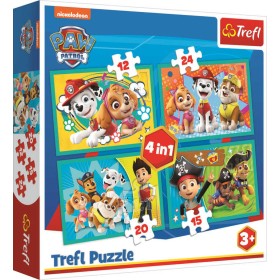 TREFL PUZZLE 4v1 Šťastný den Tlapková patrola 29x21cm 71 dílků skládačka