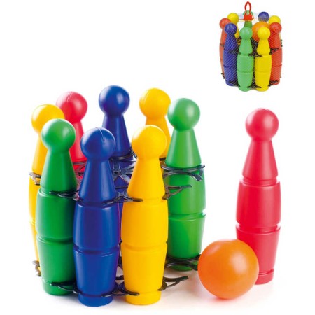 MAD Hra baby kuželky plastové 23cm set 9ks barevné v síťce