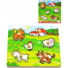DŘEVO Baby vkládačka zvířátka puzzle s úchyty *DŘEVĚNÉ HRAČKY*
