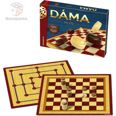 BONAPARTE DŘEVO Hra Dáma + Mlýn 2v1 *SPOLEČENSKÉ HRY*