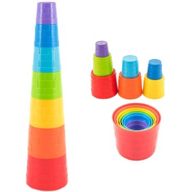 Kubus pyramida kulatá barevná baby věžička skládací 7 dílků plast