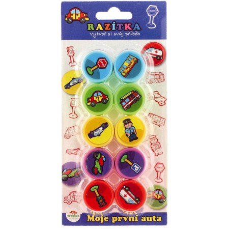 Razítko kulaté samonamáčecí Moje první auta set 10ks na kartě