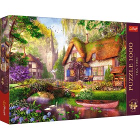 TREFL PUZZLE PREMIUM Čas na čaj Dřevěná chata 68x48cm 1000 dílků
