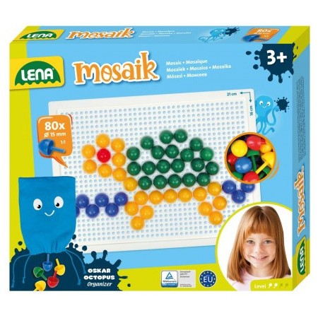 LENA Mozaika barevná klobouček hladký 1,5cm 80ks v krabici