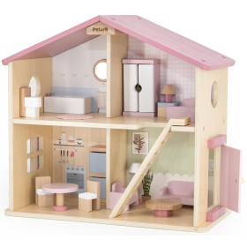 VIGA DŘEVO PolarB Domeček pro panenky set s doplňky 16ks