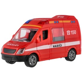 Auto hasiči 12cm dodávka plastová červená na setrvačník