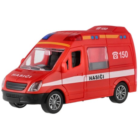 Auto hasiči 12cm dodávka plastová červená na setrvačník