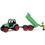 LENA Truckies traktor funkční s vlečkou 32cm set s panáčkem v krabici 1625