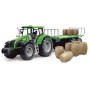 Traktor farmářský na setrvačník s přívěsem s balíky sena 3 barvy plast