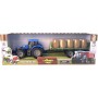 Traktor farmářský na setrvačník s přívěsem s balíky sena 3 barvy plast