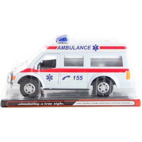 Auto sanitka plastová 15cm bílá ambulance na setrvačník