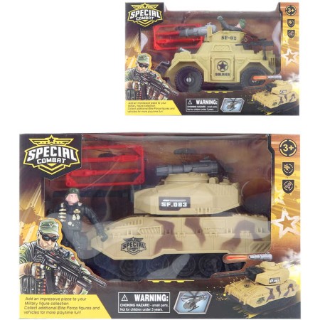 Vojenská sada obrněné army vozidlo s figurkou s funkčním dělem 2 druhy plast