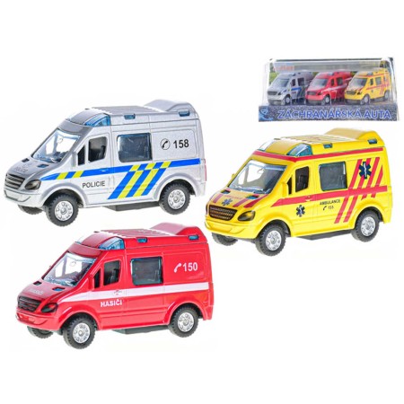Auto záchranné složky kovové 8cm set 3ks zpětný chod blister