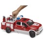 BRUDER 02544 Auto RAM 2500 hasiči funkční dělo na baterie Světlo Zvuk