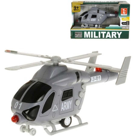 Army helikoptéra plastová na baterie vojenský vrtulník Světlo Zvuk v krabici