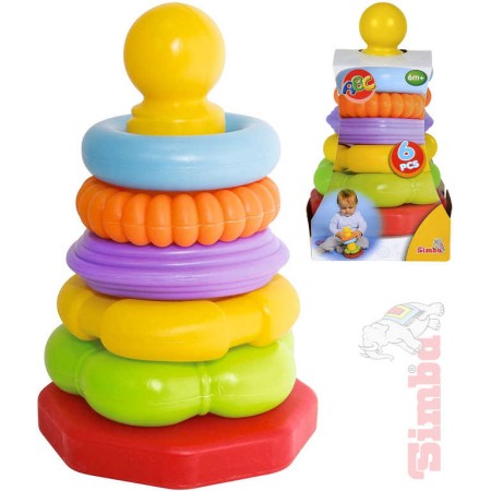 SIMBA Baby pyramida navlékací věžička 20cm s kroužky plast pro miminko