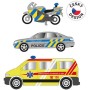Záchranné složky set 2 auta s motocyklem CZ design na baterie Světlo Zvuk kov