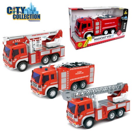 Auto City Collection hasičský vůz požární na setrvačník 3 druhy Světlo Zvuk plast