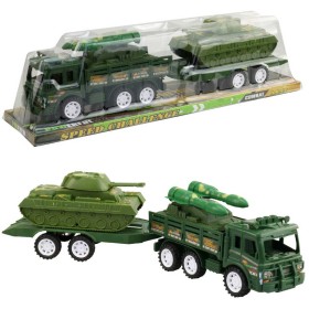 Auto army set s přívěsem a tankem vojenská technika plast blistr